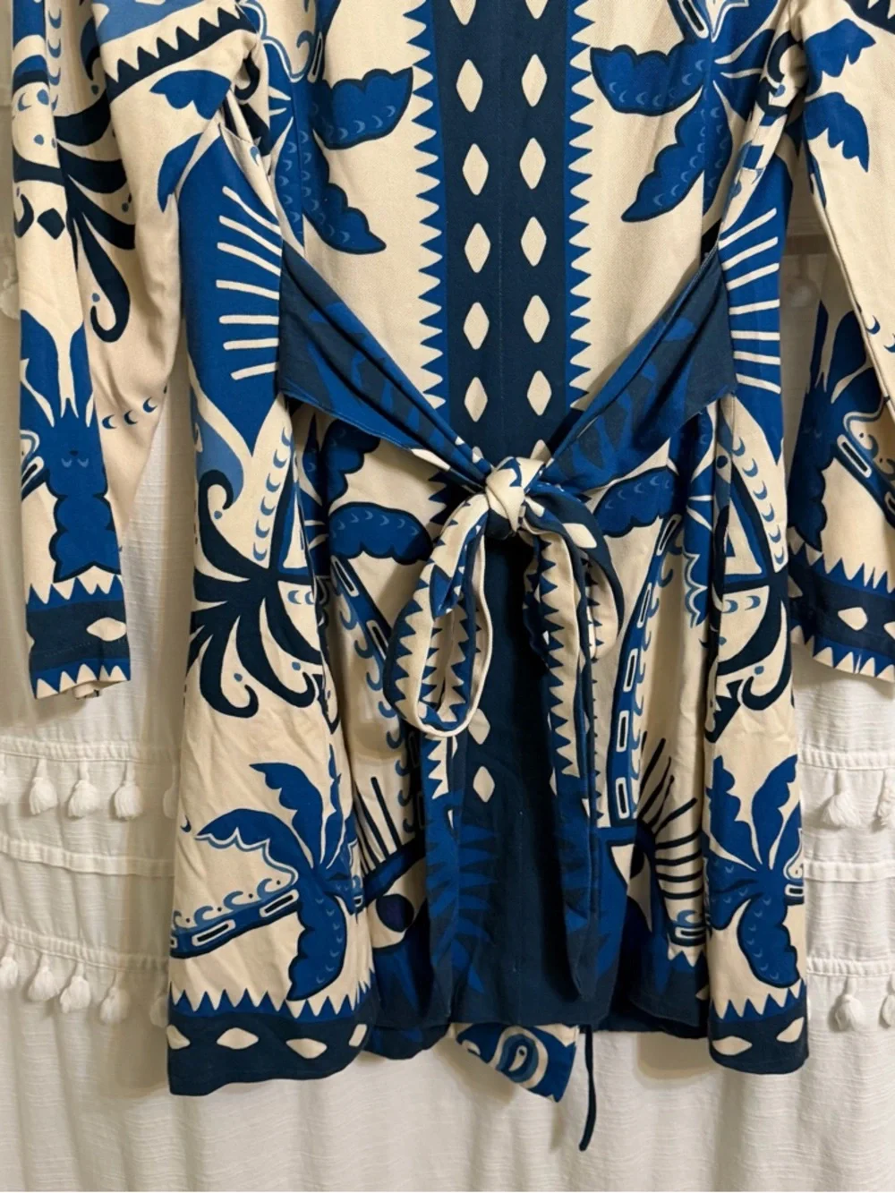 Farm Rio Palm Tree and Evil Eye Long-Sleeve Blazer Dress Size Small Petite - Picture 6 of 12